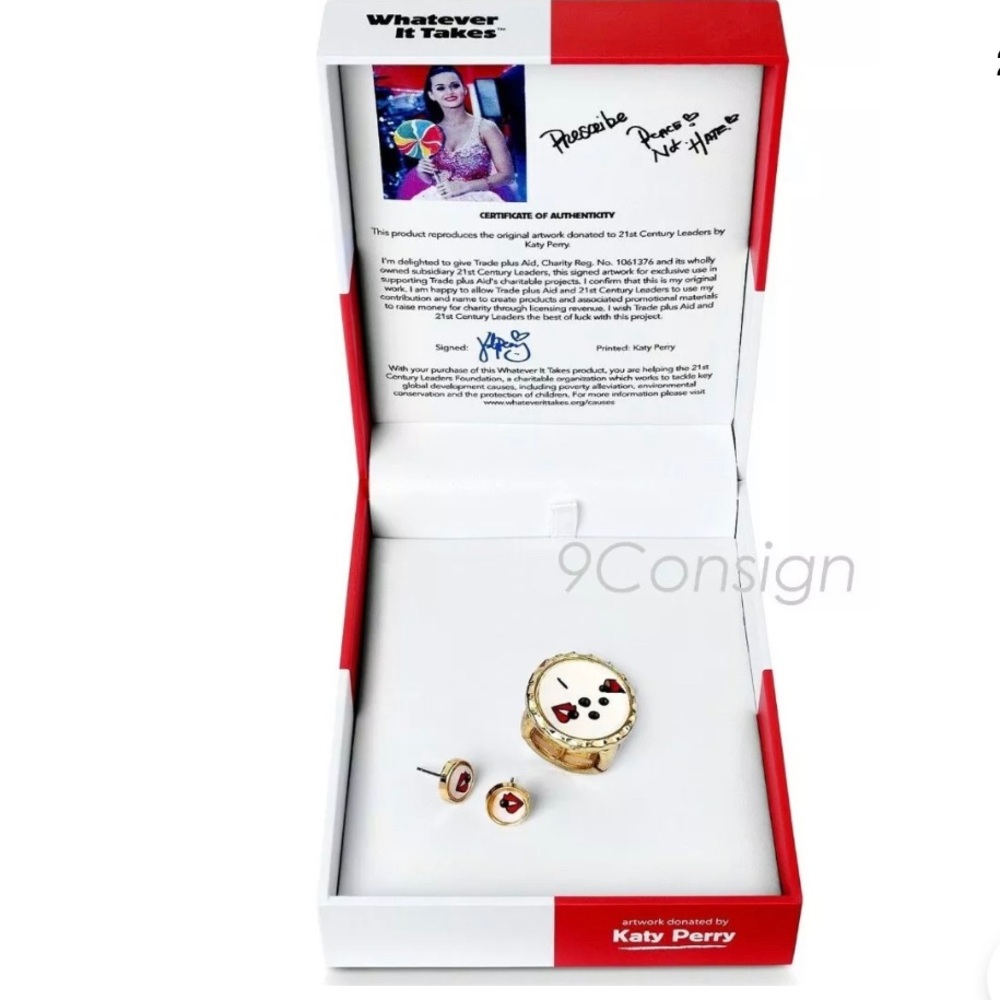 🍄Katy Perry Stretch Ring + Earring Studs Set